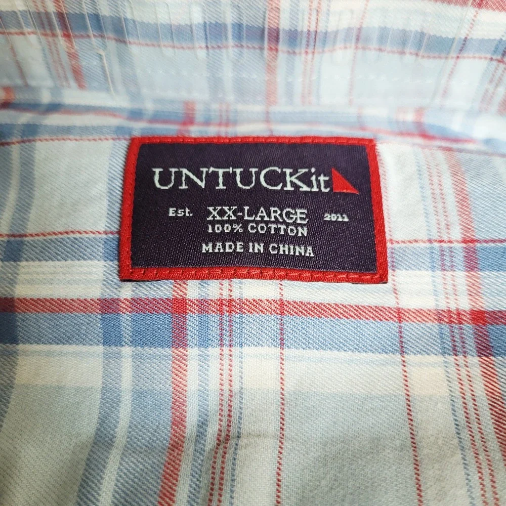 UNTUCKit Muller Mens XX‎ Large Blue Red Plaid Long Sleeve Button Down Shirt NWT